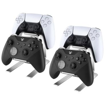 Imagem de Suporte de controle – Pacote com 2 acessórios universais de alumínio para exibição de 2 níveis, decoração de mesa de jogos para PC, presentes para Xbox Series X S, Elite 2, PS5, PS4, PS3, Switch Pro e