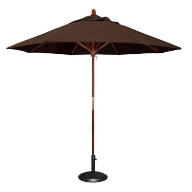 Imagem de Guarda-chuva de jardim Guarda-chuva de madeira sólida para pátio,7 pés e 9 pés,emenda telescópica,compacta,redonda,coluna média,para áreas externas,praia, cabine de café Base preenchível