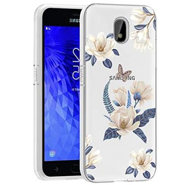 Imagem de Vokuha Capa para Galaxy J3 2018/J3 Star/J3 Achieve/J3 Orbit/J3 Aura/Sol 3 para meninas, capa protetora traseira de borracha TPU macia com padrão fino transparente para Samsung Galaxy J3 2018 (flor