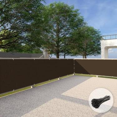 Imagem de Tela de privacidade para deck de pátio de 9,5 x 1,5 m, perfeita para atividades ao ar livre, quintal, varanda, trilhos, jardinagem, proteção de trilhos de cerca, marrom e personalizado