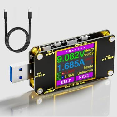 Imagem de Teste de medidor de energia USB C, Eversame USB Voltmeter Ammeter com cabo USB C trançado para USB C (1,5 pés/50 cm) – Velocidade de teste de cabos de carregador – PD 2.0/3.0 QC 2.0/3.0/4.0