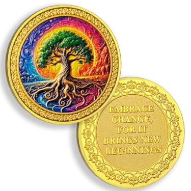 Imagem de Tree of Life Sobriety Coin Embrace Change Sobriety Chip Day and Night Cycle AA Chips and Medalhão Narcóticos Anônimos Chip AA NA Coin Recovery Anniversary Token Sobriety Gifts for Men Women