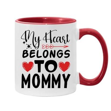 Imagem de SpreadPassion Caneca de café My Heart Belongs To Mommy, presente para namorado e namorada, ideia de presente de dia dos namorados, presente para marido e esposa, ideia de presente de aniversário do