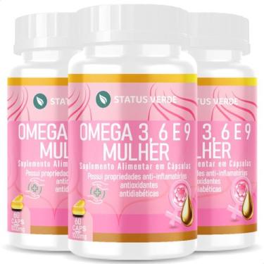 Imagem de 3 Potes Ômega 3 6 e 9 Para Mulheres Kit 180 Cáps 1000mg - Status Verde