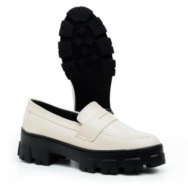 Imagem de Sapato Mocassim Feminino Salto Tratorado Conforto Confortável Macio - 
