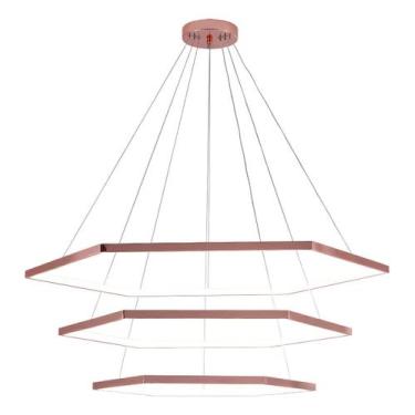 Imagem de Pendente Luminária Hexagonal Rose Led 70w 110/220v 3000K - Domeny Ilum