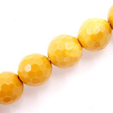 Imagem de Malahill Contas de pedras preciosas facetadas para fabricação de joias, vendidas por saco, 5 fios internos (amarelo mookaite, 8 mm)