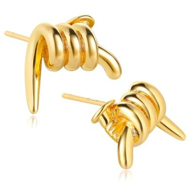 Imagem de BENEIGE Brincos de ouro delicados para mulheres banhados a ouro 14 K argola pendurada cobra olho turco borboleta cruz coração orelha brincos hipoalergênico minimalista joia presente para mulheres, Latão, Sem pedra preciosa