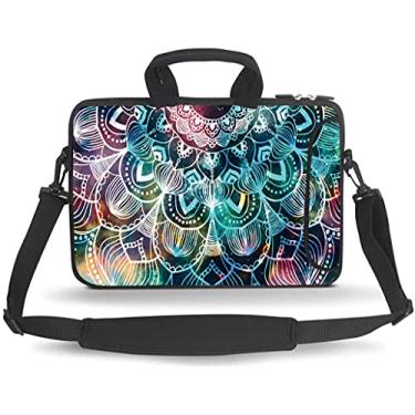 Imagem de HEABPY Bolsa carteiro bolsa de transporte com alça bolso acessório serve para laptops/notebook/ebooks/tablet/ipad (Mandala, 13-13,3 polegadas)
