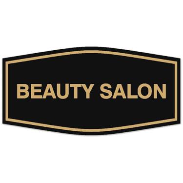 Imagem de Signs ByLITA Placa de salão de beleza extravagante - Letras gravadas a laser | Plástico ABS durável | Cores vibrantes | Placa de fita de espuma poderosa (preto dourado) - Grande