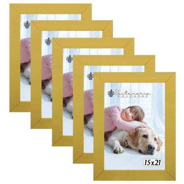 Imagem de Kit 5 Molduras Porta Retrato 15X21 Amarelo - Santamaria Molduras