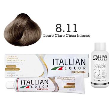 Imagem de Coloração 8.11 Louro Claro Cinza Intenso + Oxi 20 Vol  Itallian Color