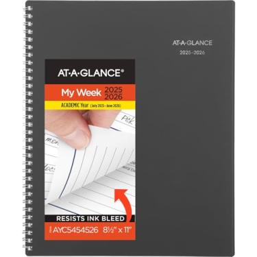 Imagem de AT-A-GLANCE Planner 2025-2026 acadêmico, semanal e mensal, 21 cm x 28 cm, grande, abas mensais, capa flexível, DayMinder, carvão (AYC54545)