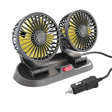 Imagem de Ventilador de Resfriamento de Carros, Ventilador Elétrico de Cabeça Dupla, Rotação de 360 ​​graus, de 3 Velocidades, Ventilador de Ar do Painel, Baixo Ruído, Veículo, (Tipo