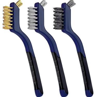 Imagem de Kit Escova Nylon Inox Latão Detalhamento Automotivo Limpa Cantos Dupla Face Vonixx