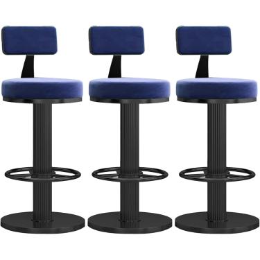 Imagem de Cadeiras de barra Conjunto de 3 Veludo Girado Modern Barnstards - Altura ajustável Counter altura Barbatem