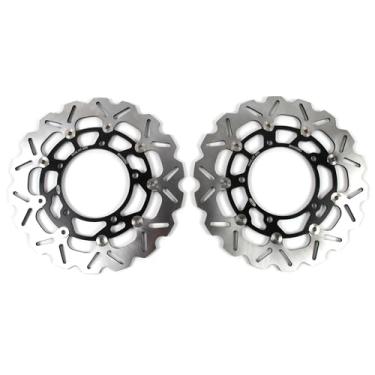 Imagem de 1 par de discos de freio dianteiros flutuantes de rotores compatíveis com Suzuki DL1050 V-STROM 2020-2021, DL1050 V-STROM XT 2020-2021, peças pretas de acessórios de motocicleta
