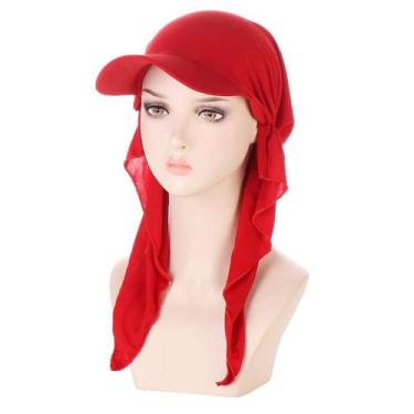 Imagem de Boné Hijab Interno de Modal Macio - Turbante para Mulheres, Vermelho