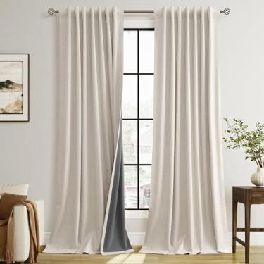 Imagem de Cortinas blackout de 300 cm de comprimento, conjunto de 2 painéis para sala de estar, sala de jantar, quarto, isolamento térmico, escurecimento de som, aba traseira, extralongas, rústicas, cortinas