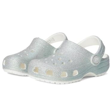 Imagem de Crocs Tamanco infantil clássico com glitter, Branco, 13 Little Kid