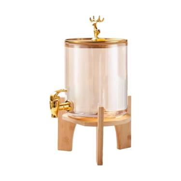 Imagem de Ioensy Dispensador de bebida de vidro com suporte, dispensador de bebida gelado 3.6l Water Dispenser Kettle com para chá gelado diariamente, Ouro