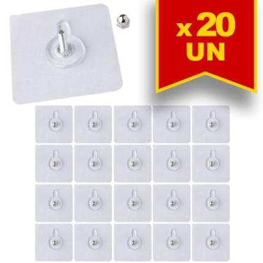Imagem de Kit 20 Ganchos Adesivos Multiuso prático sem furos na parede - Yaay