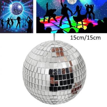 Imagem de Bola Espelho Vidro Refletor Rotativo 15cm Para Discoteca Festa Natal R