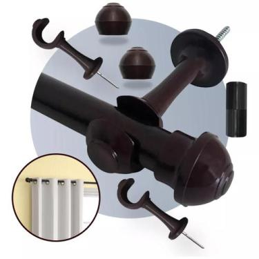 Imagem de Kit Varão Varal 2 Metros 19mm Para Cortina Suporte Kit Completo Branco