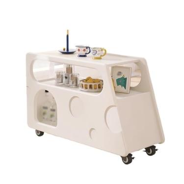 Imagem de Armário lateral de sofá Trole lateral do armário de armazenamento do sofá móvel com freio universal mesa de canto da roda mesa lateral Armário de armazenamento