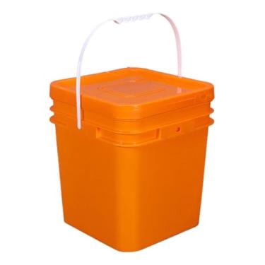 Imagem de Tachiuwa Balde de caçamba quadrada Bucket leve com tampa de armazenamento pesado Pintura pode para a pintura de garagem da cozinha em casa, 25l