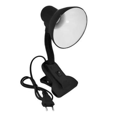 Imagem de Luminária De Mesa Articulada Presilha Bivolt - Preto - Luatek, Bivolt