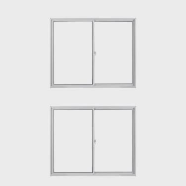 Imagem de Kit com 2 Janelas de Alumínio de Correr 100x150cm Vidro Liso Linha Soft mgm Branco