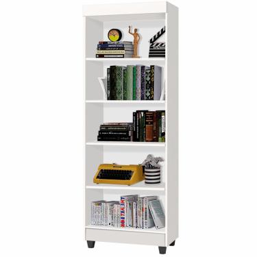 Imagem de Estante Multiuso Livreiro Aspen J&A Móveis com 05 prateleiras – Branco Brilho