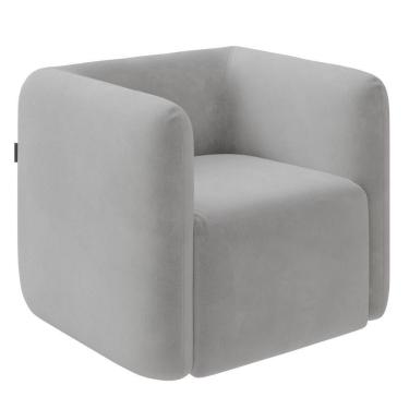 Imagem de Poltrona Para Sala De Estar Decorativa Quadrada Maggie K04 Veludo Cinza - Mpozenato