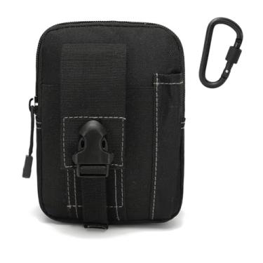 Imagem de Bolsa tática Molle EDC Utility Gadget cinto bolsa bolsa de telefone com mosquetão para acampamento militar escalada corrida caça (preto e branco)