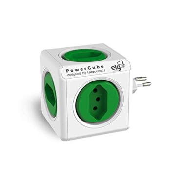 Imagem de ELG, PWC-R5, PowerCube, Multiplicador 5 Tomadas, Disjuntor Integrado de 10A, Filtro de Linha com Protetor de Surto, Bivolt, Branco e Verde