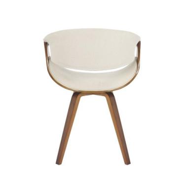 Imagem de Cadeira Poltrona em Madeira Maciça e Linho Nicole - Rivatti