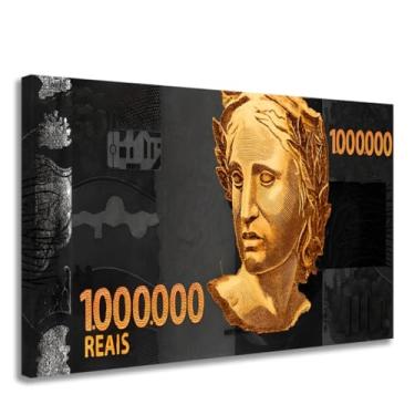 Imagem de quadro decorativo Nota De 1 Milhão De Reais 90x60 tecido canva quadro moldura de madeira qualidade premium decoração sala escritorio salão barbearia