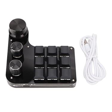 Imagem de Mini teclado mecânico RGB Blue Switch com 9 teclas e 3 botões - Teclado programável para jogos para PC - Plug and Play - escritório, música, mídia