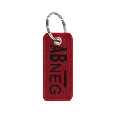 Imagem de Ruoming Ruoming 1 peça etiqueta de chaveiro NEG tipo sanguíneo, etiqueta de tela vermelha, 6,5 x 3,1 cm (AB-)