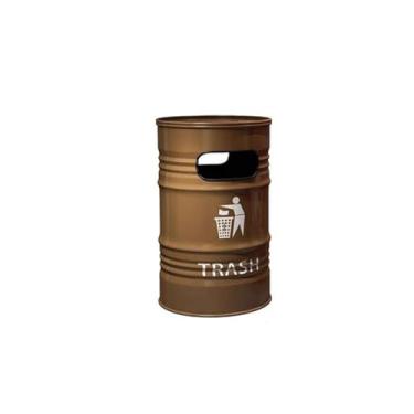 Imagem de Lixeira 240L Bin Grande Capacidade Exterior Estilo Industrial Ferro Comercial Grande Gasolina Pode Criativo Grande Lixeira(Brown)