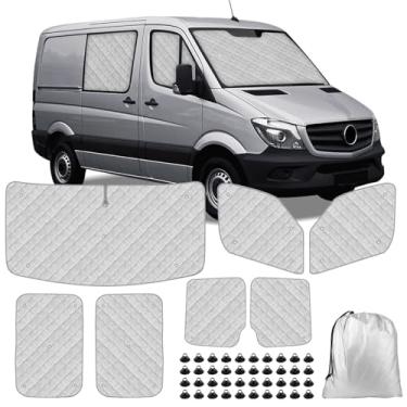 Imagem de Federedevo Conjunto de 7 peças de sombra Mercedes Sprinter 2006-2019 | Kit de isolamento térmico de cabine completa para Vans LWB | Bloqueador de UV + capas de privacidade (janelas dianteiras