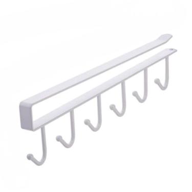 Imagem de Porta Xicaras Canecas Utensílios Metal Suspenso Organizador Multiuso Para Pendurar Armário Sem Furos(BRANCO)