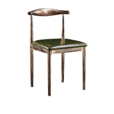 Imagem de Cadeira de jantar ergonômica com acolchoamento confortável e design resistente (padrão antigo [almofada de assento de couro verde escuro])