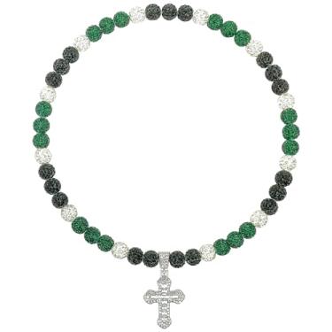 Imagem de Colar de beisebol masculino de 45,7 cm, coleção de gelo, pingente de cruz para mulheres, strass e contas de argila, acessórios de beisebol, presentes para jogadores de times de beisebol, amantes