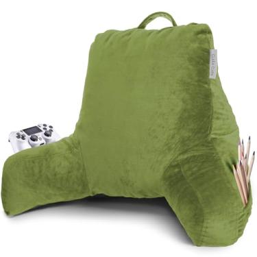 Imagem de Clara Clark Almofada de leitura com espuma viscoelástica desfiada para sentar na cama e no sofá, suporte ajustável para costas e braços para adultos e adolescentes, almofadas de encosto para leitura