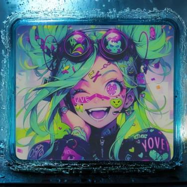 Imagem de HOUHANG Tapete de mouse esportivo eletrônico com estampa de anime, superfície de vidro temperado, (35,5 cm x 30,5 cm) liso, antiderrapante borracha PU, estável, é um mouse pad ondulado。 (25881)
