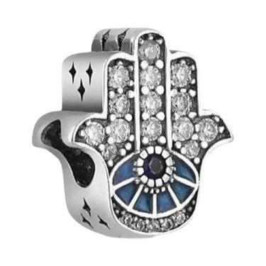 Imagem de Contas de Borboleta e Pata de Cão em Esmalte Azul e Prata - Para Pulse