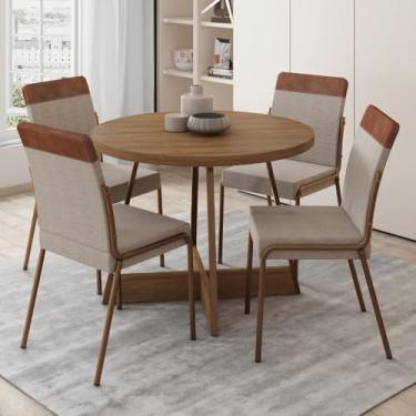 Imagem de Conjunto Sala de Jantar Déli 4 Cadeiras Carraro Areia/rose/nogal