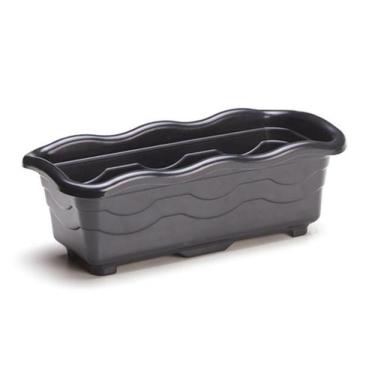 Imagem de Vaso floreira lisa aba preta com pezinho - 37cm - FERTILIZARE